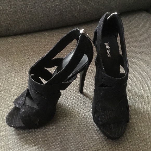 New Just Cavalli 5” black cage sandals 39 8.5 - Picture 4 of 11